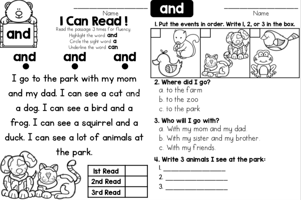 Sight Word Read Comprehension 图片9