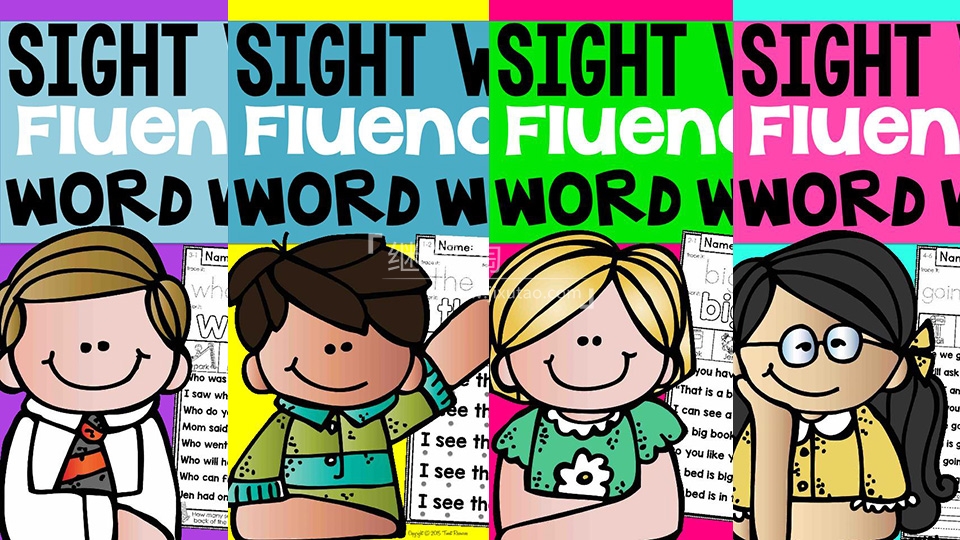 《Sight Word Fluency & Word Work》全4册234页高频词阅读练习册+48页闪卡，百度网盘下载！