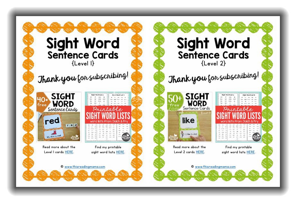 Sight Word Sentence Cards 图片1