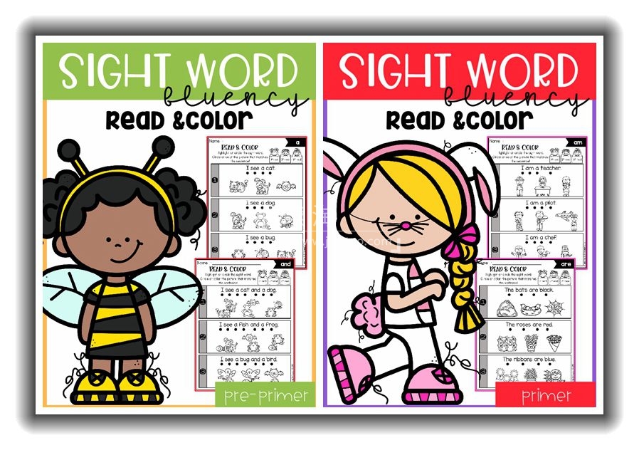 Sight Word Fluency Read and Color 图片1