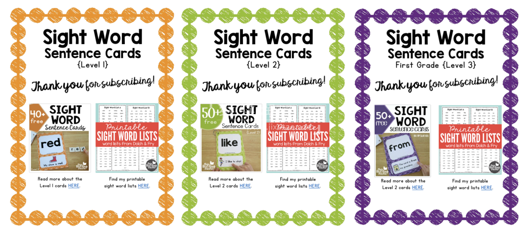 Sight Word Sentence Cards 图片3