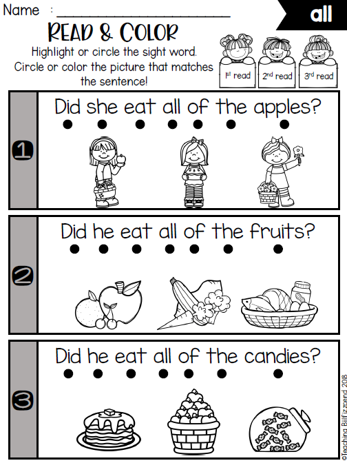 Sight Word Fluency Read and Color 图片9